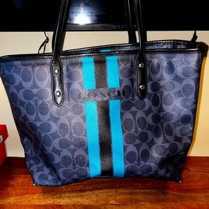 Authentic COACH Varsity Stripe City Zip Tote Shoulder Bag